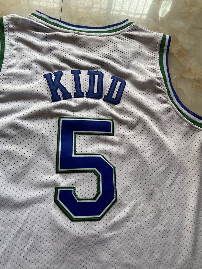 Mavericks #5 Jason Kidd White Jersey