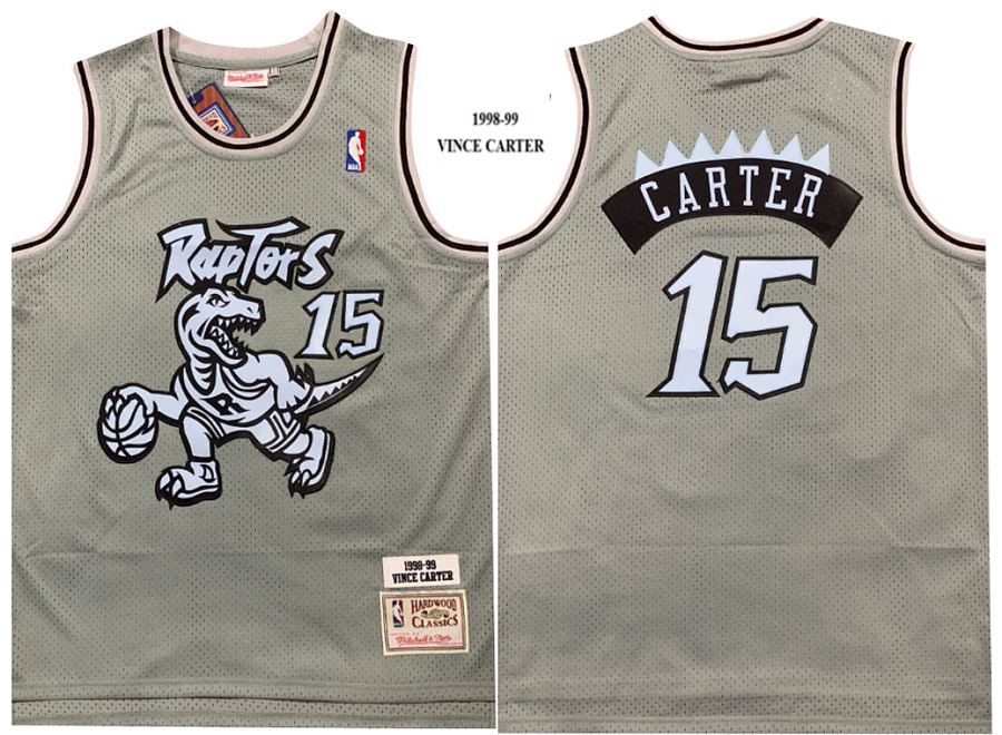 Raptors Vince Carter Gray Embroidered Jersey