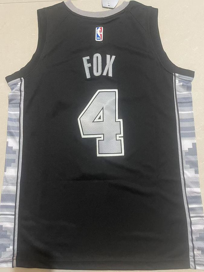 Spurs #4 De'Aaron Fox Black Nike Jersey