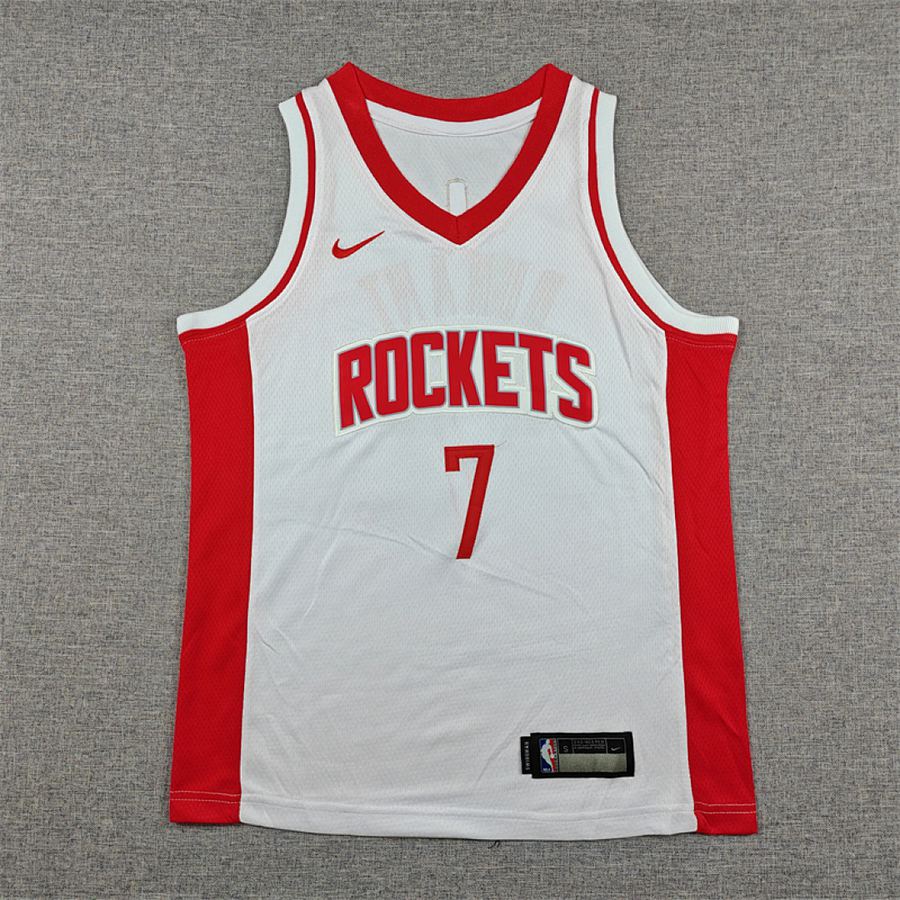 Rockets #7 White Kids Jersey