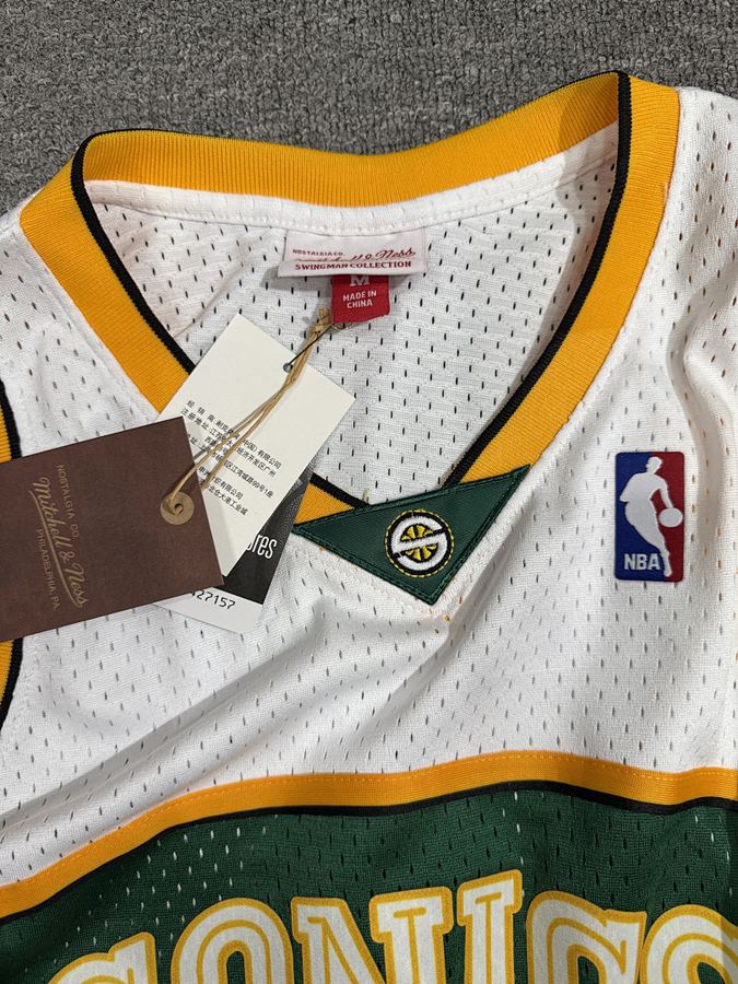 SuperSonics #34 Ray Allen White Retro Heat Pressed Jersey