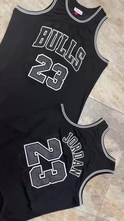 Bulls #23 Michael Jordan Black Glow in the Dark Embroidered Jersey