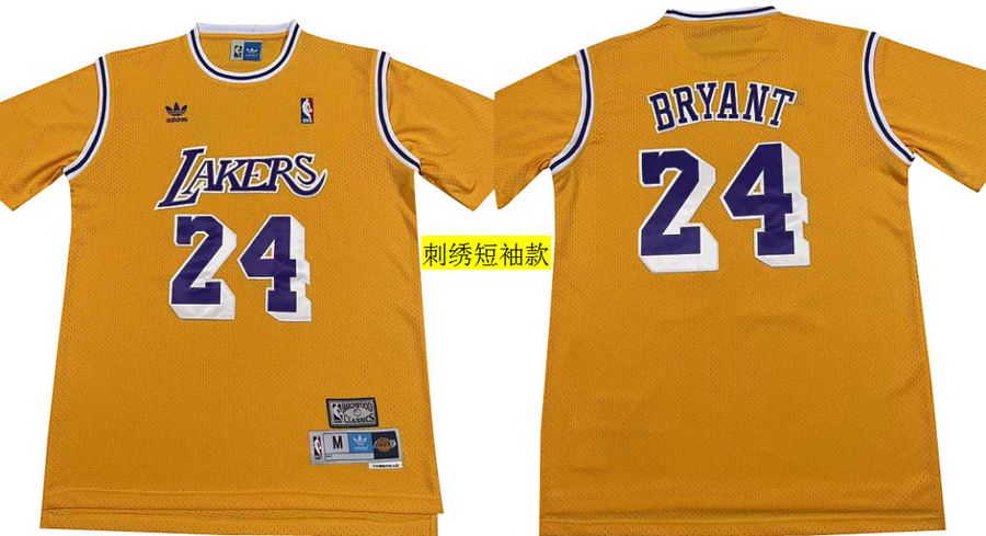 Lakers #24 Kobe Bryant Yellow Retro Jersey