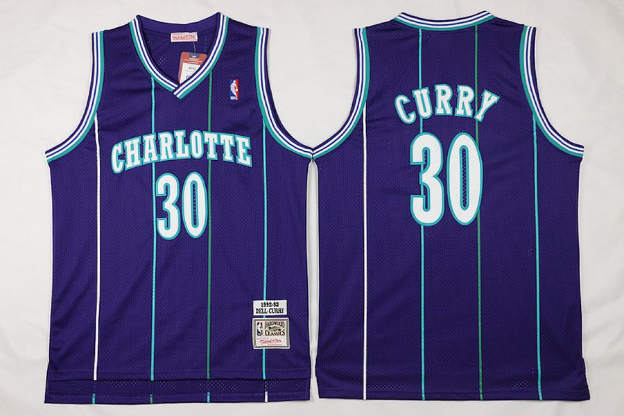 Hornets Stephen Curry Purple Jersey