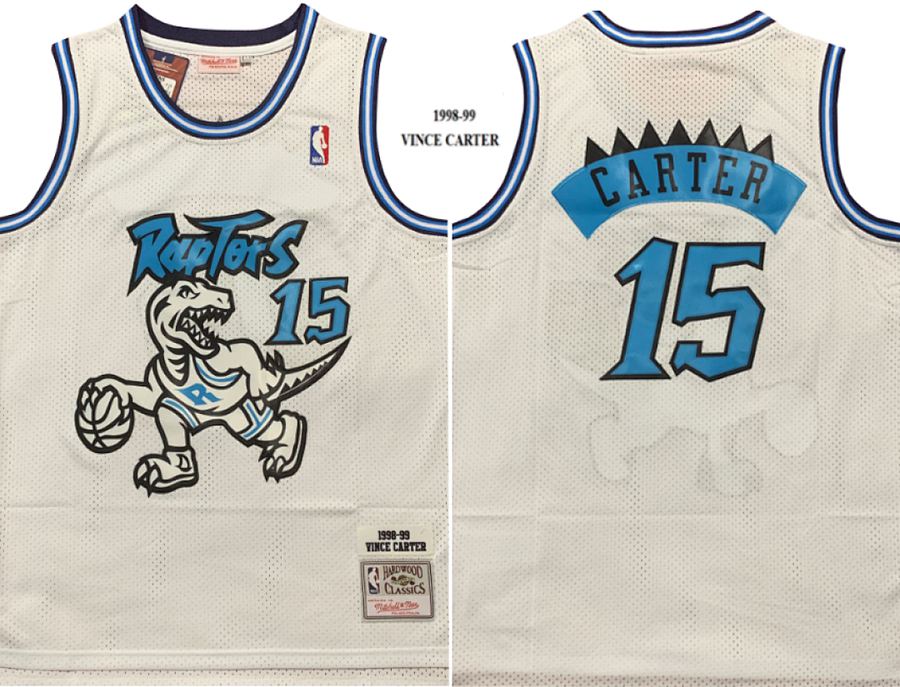 Raptors Vince Carter White Embroidered Jersey