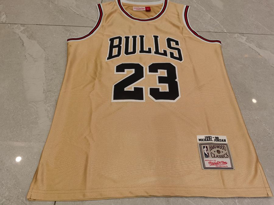 Bulls #23 Michael Jordan Gold Jersey