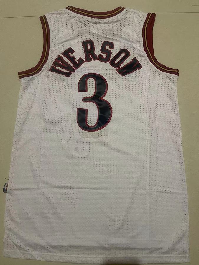 76ers #3 Allen Iverson White Jersey