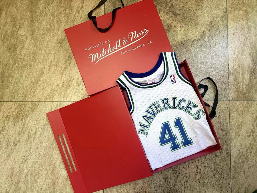 Mavericks #41 White Retro Embroidered Jersey