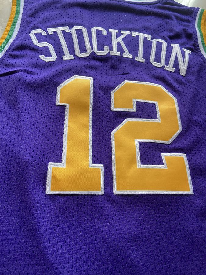 Jazz #12 John Stockton Purple Retro Jersey