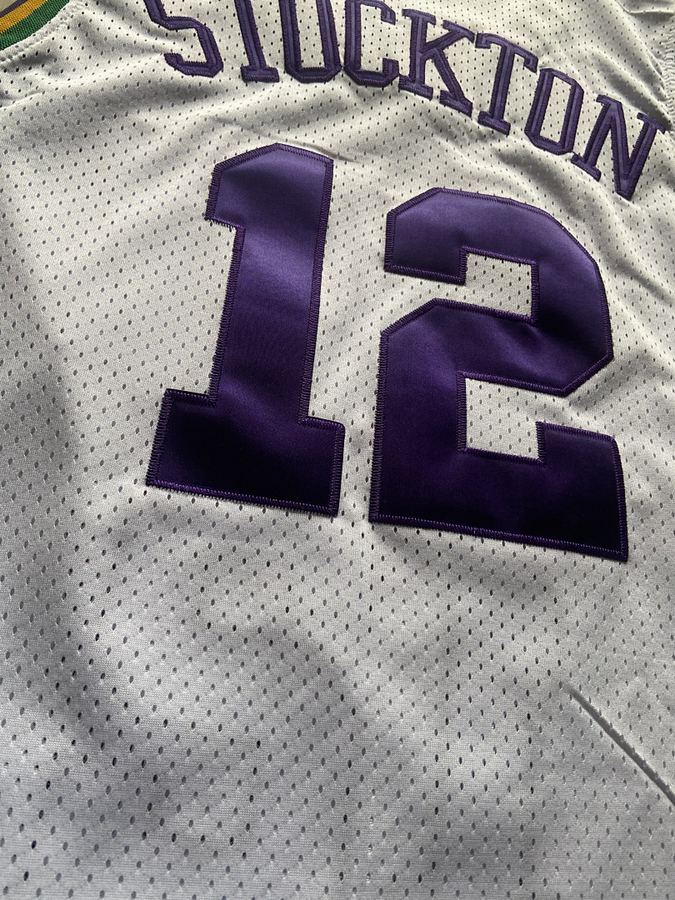Jazz #12 John Stockton White Retro Jersey