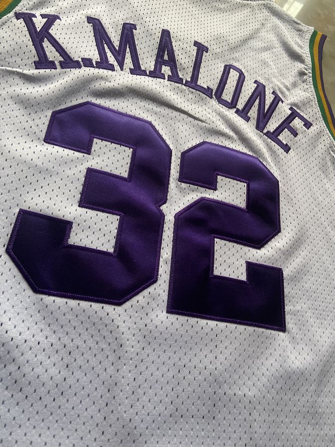 Jazz #32 Karl Malone White Retro Jersey