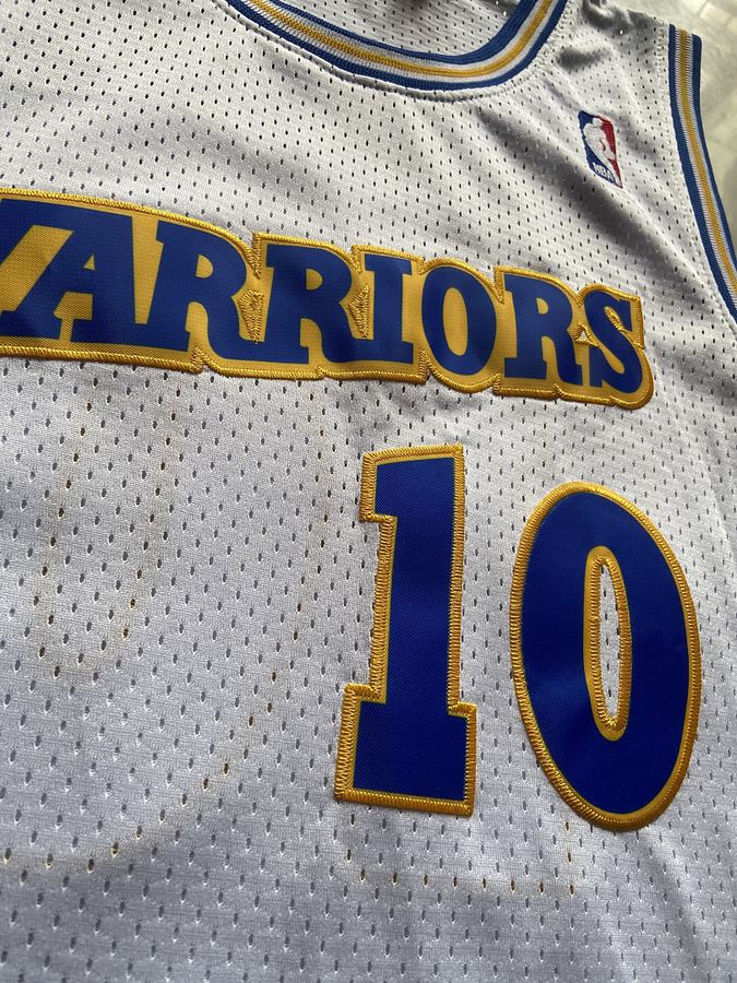 Warriors #10 Tim Hardaway White Retro Jersey