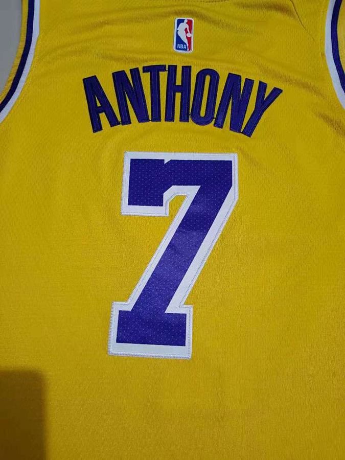 Lakers #7 Carmelo Anthony Yellow Jersey