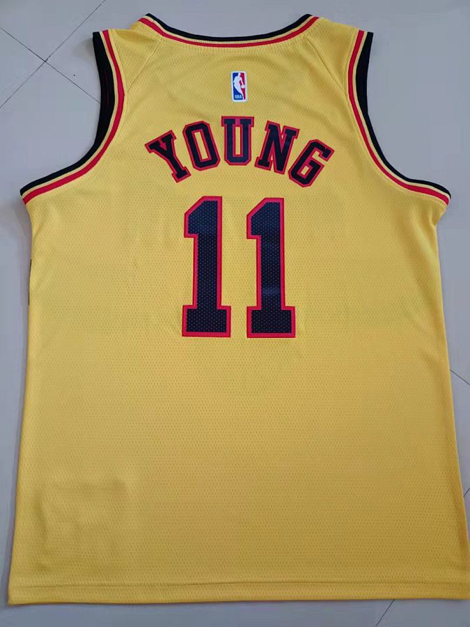 Hawks #11 Trae Young Yellow Nike Jersey
