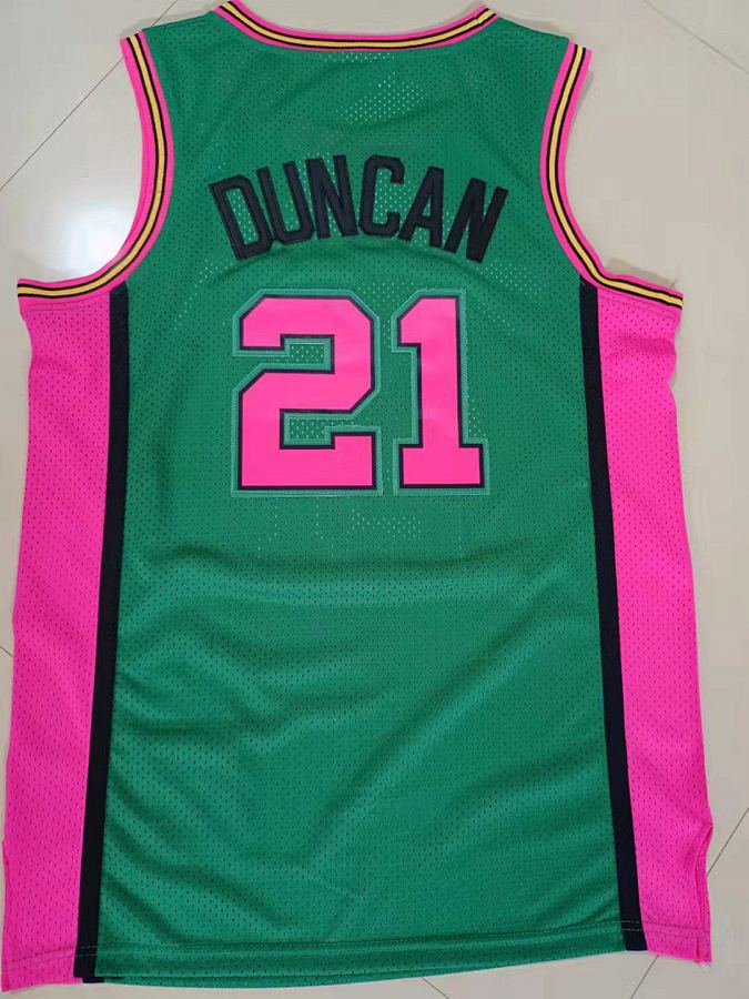 Tim Duncan #21 Green Retro Jersey