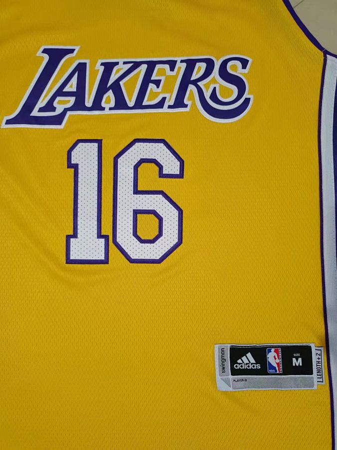 Lakers #16 Yellow Retro Jersey