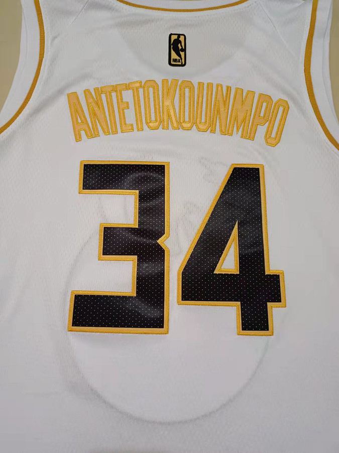 Bucks #34 Giannis Antetokounmpo White Nike Jersey