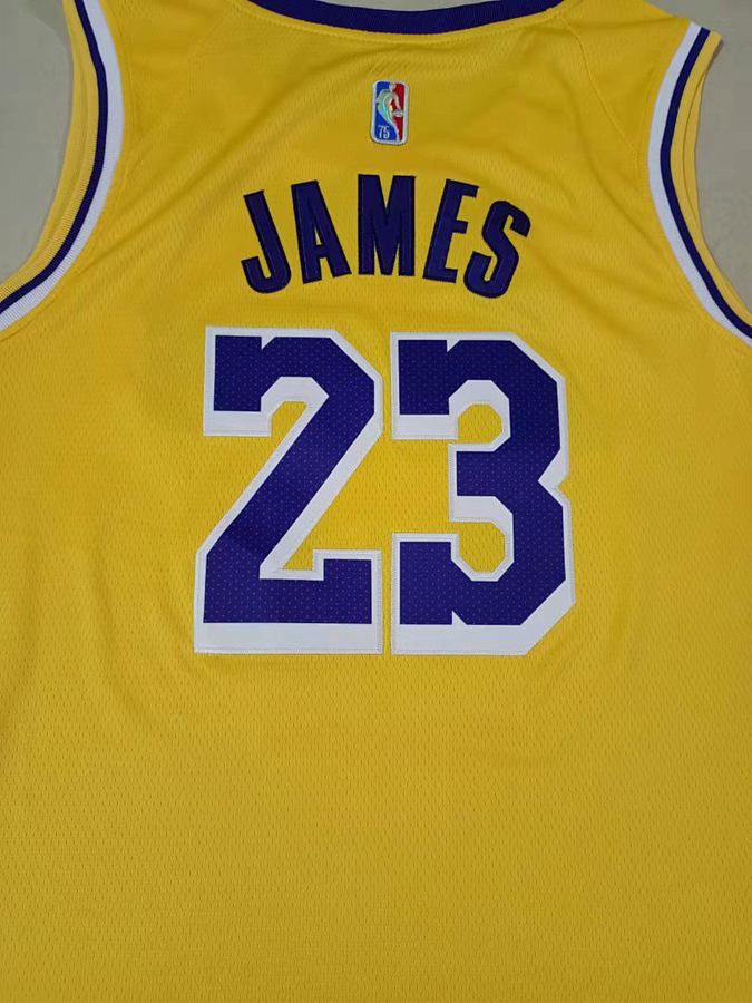 Lakers #23 LeBron James Yellow 75th Anniversary Diamond Nike Jersey