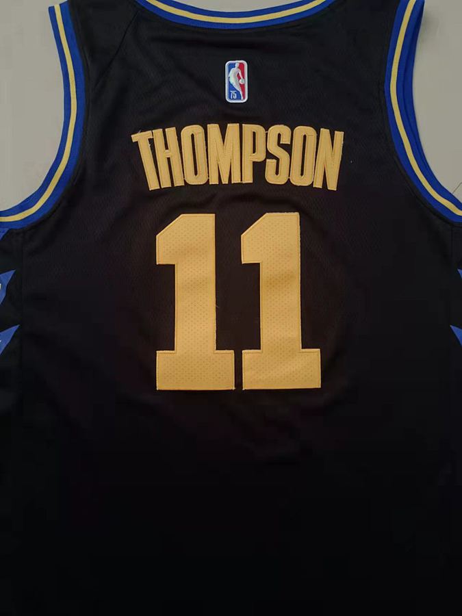 Warriors #11 Klay Thompson Black 75th Anniversary Jersey