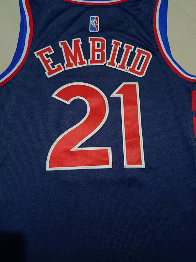 76ers #21 Navy Blue 75th Anniversary Diamond Jersey