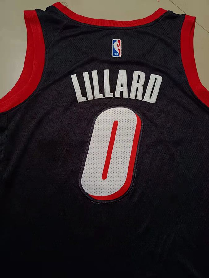 Trail Blazers #0 Damian Lillard Black Jersey