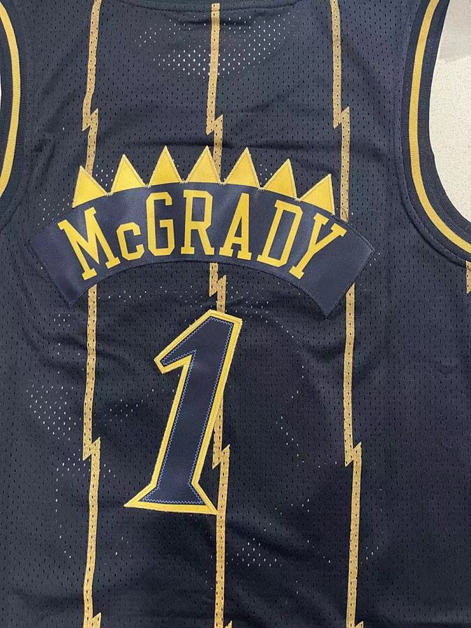 Raptors #1 Tracy McGrady Black Gold Retro Jersey