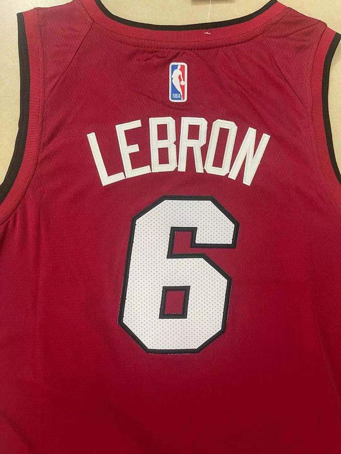 Heat #6 LeBron James Red Nike Jersey