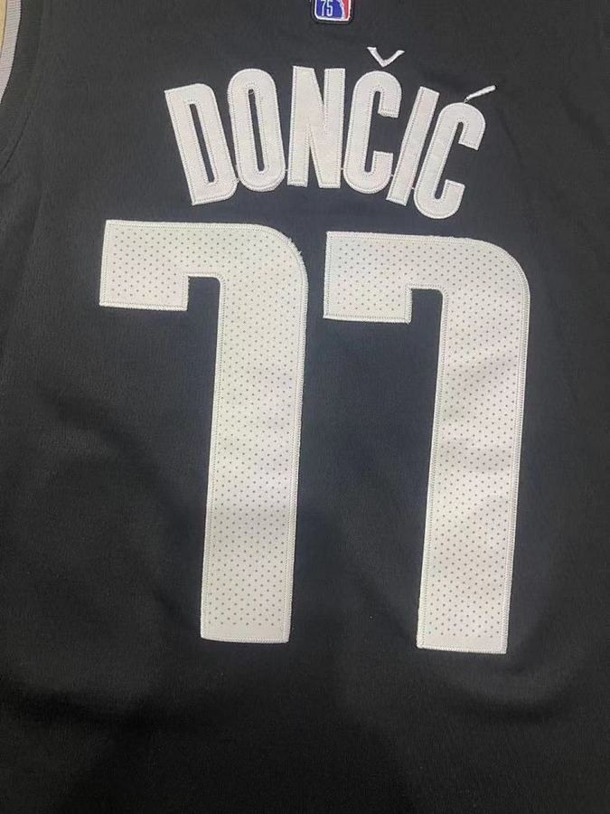 Mavericks #77 Luka Doncic Black 75th Anniversary Nike Jersey