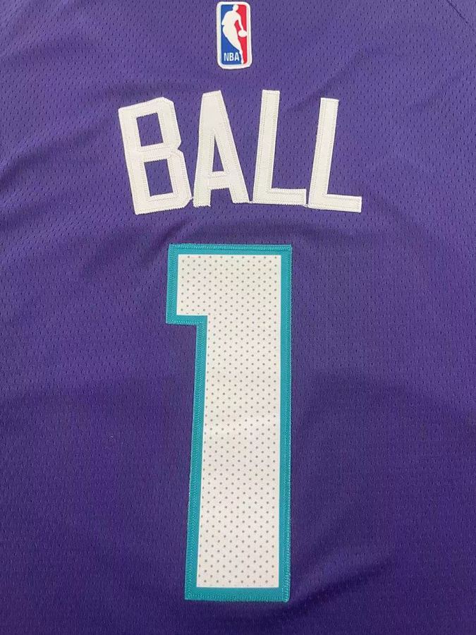 Hornets #1 Michael Jordan Purple Jersey