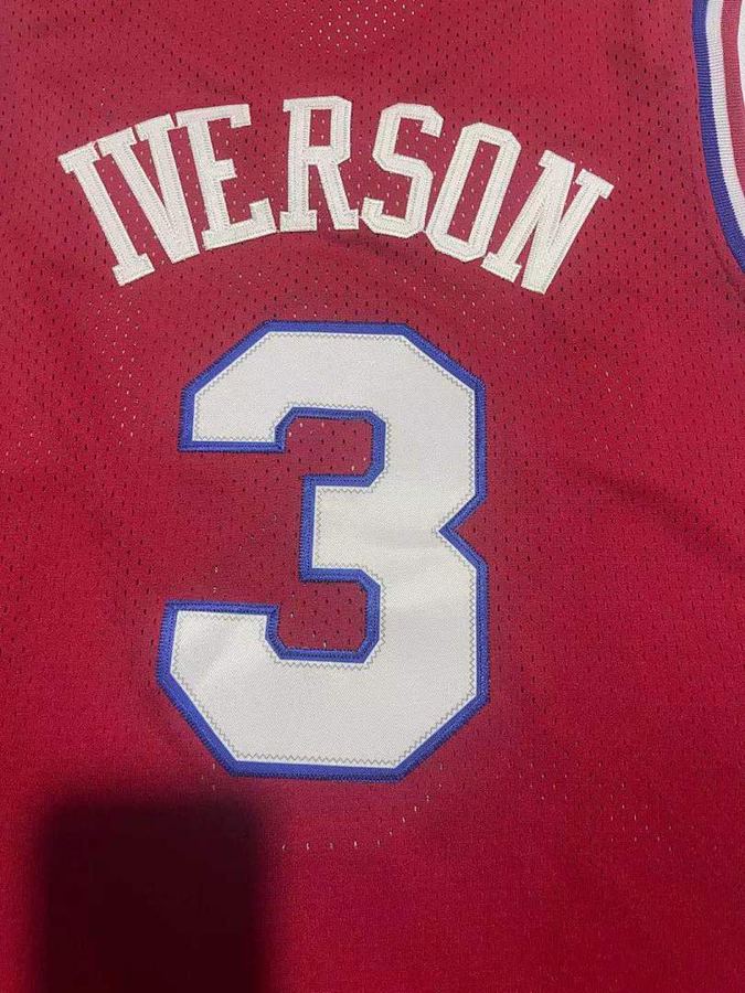 76ers #3 Allen Iverson Red Retro Jersey
