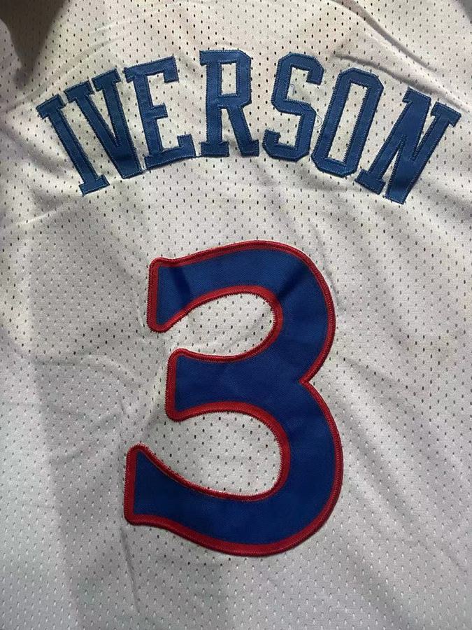 76ers #3 Allen Iverson White Retro Jersey