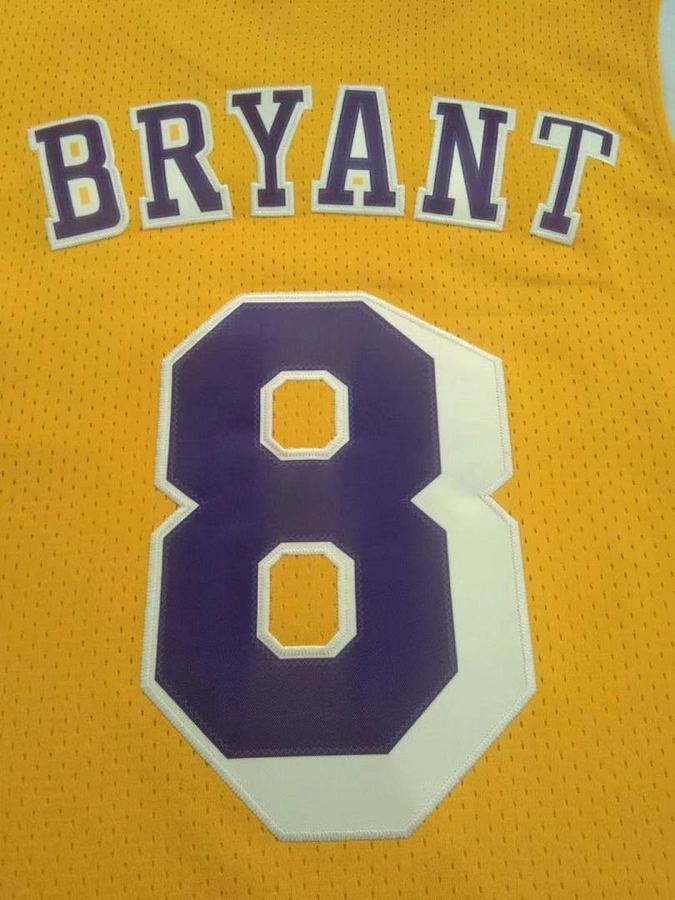 Lakers #8 Yellow Retro Kids Jersey