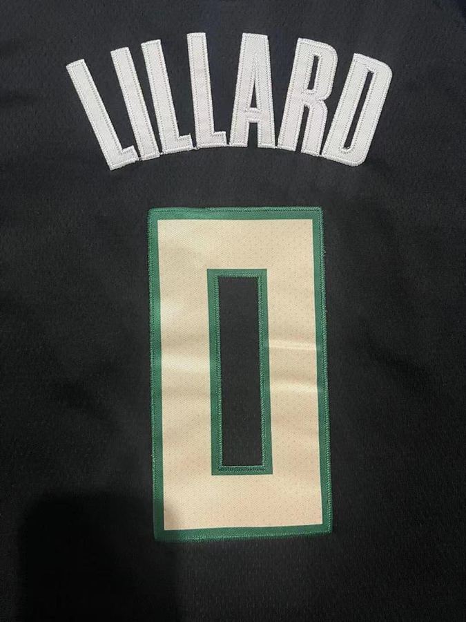 Bucks #0 Damian Lillard Black Jersey