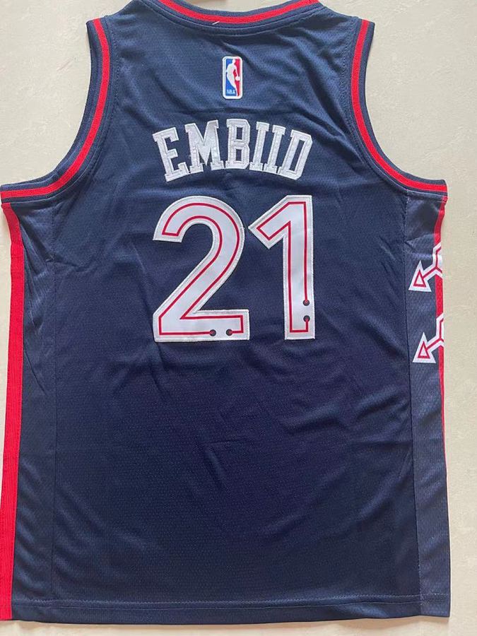 76ers #21 Navy Blue City Edition Kids Jersey