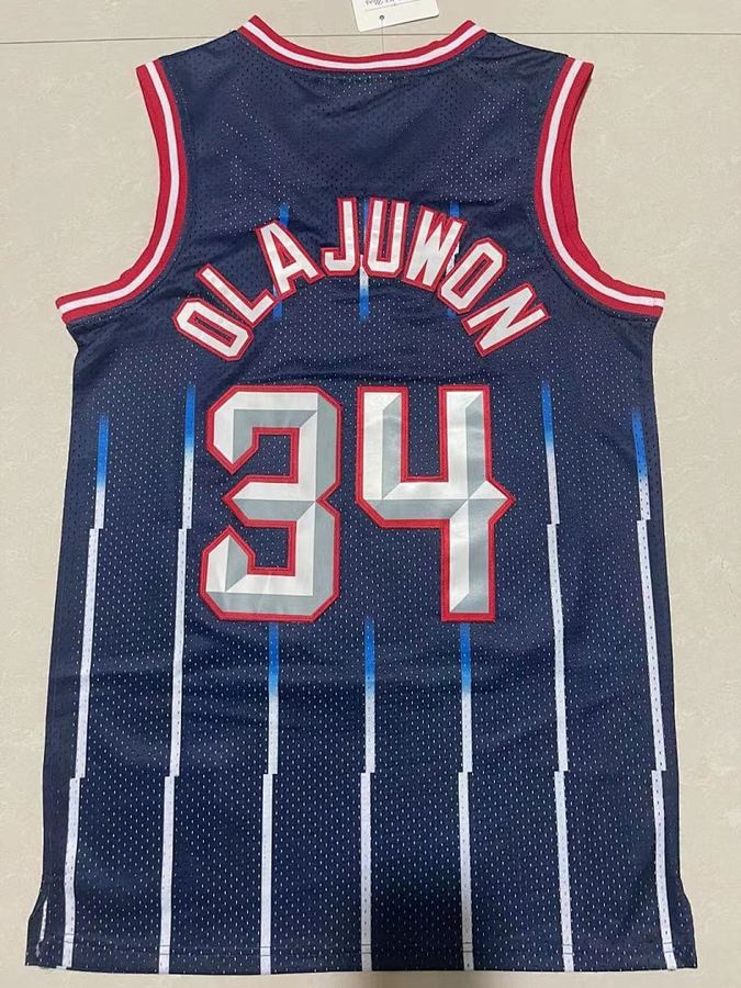 Rockets #34 Navy Blue Retro Jersey