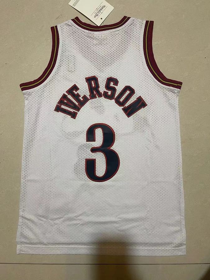 76ers #3 White Retro Kids Jersey