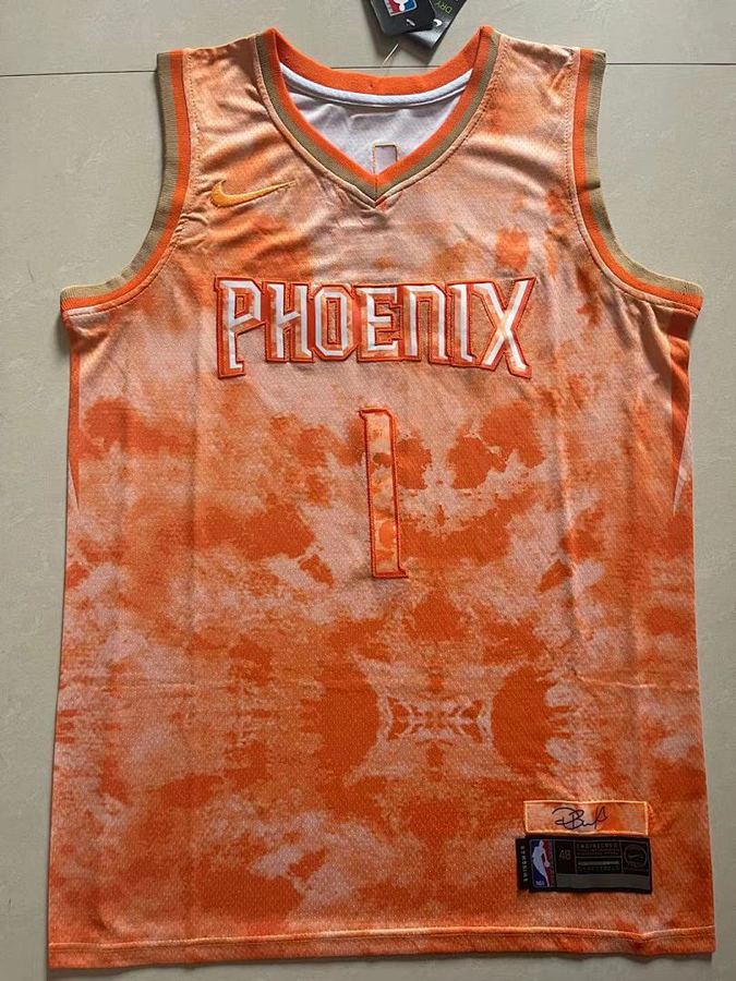 Suns #1 Devin Booker Orange Jersey