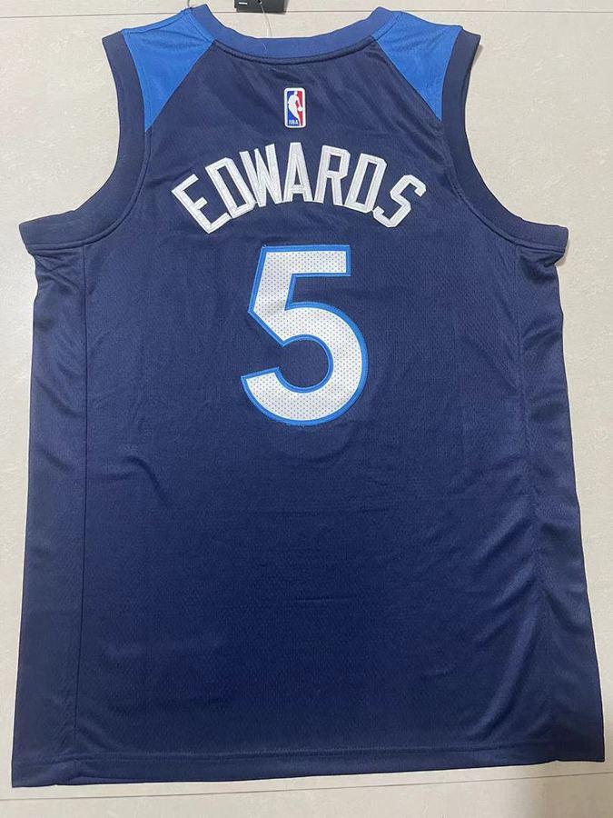Timberwolves #5 Navy Blue Nike Jersey
