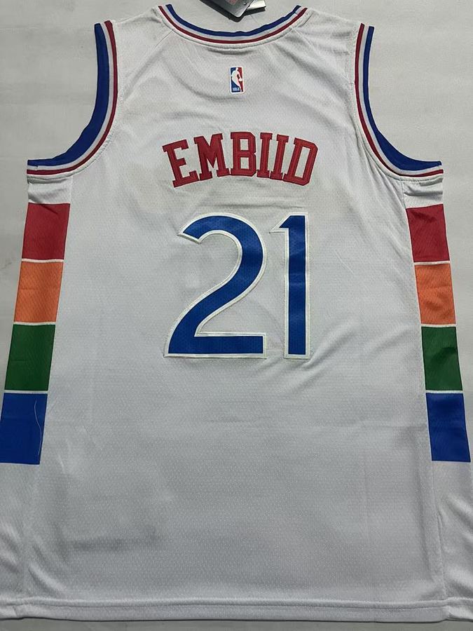 76ers #21 White City Edition Jersey