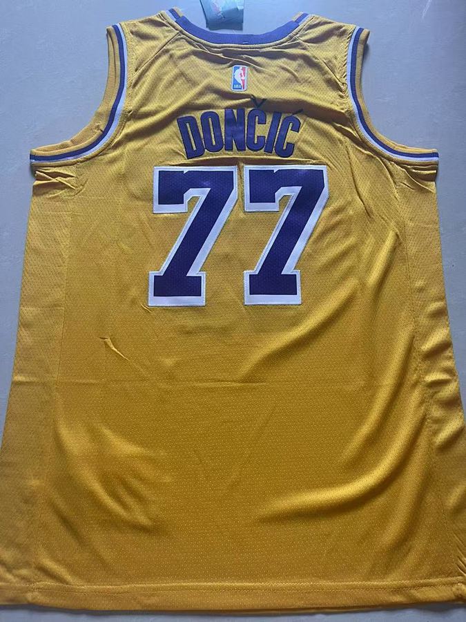 Lakers #77 Luka Doncic Yellow City Edition Jersey