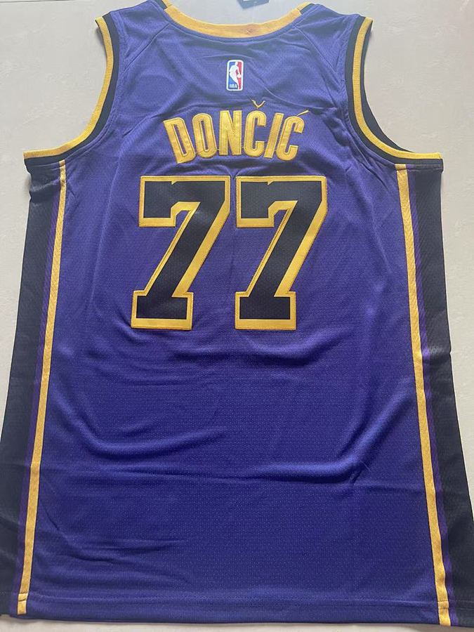 Lakers #77 Luka Doncic Purple Jersey