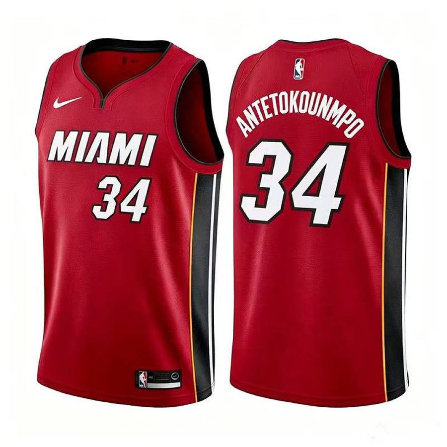 Heat #34 Red Nike Jersey