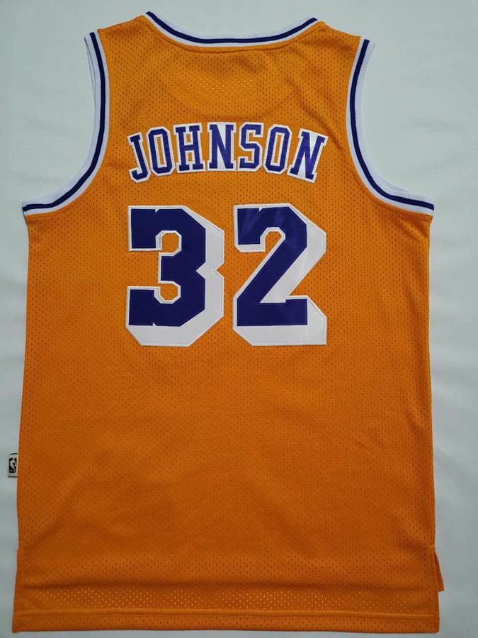 Lakers #32 Yellow Retro Jersey