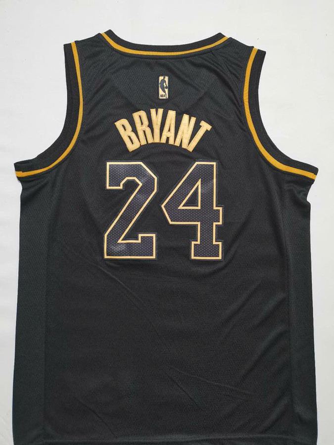 Lakers #24 Kobe Bryant Black Gold Jersey