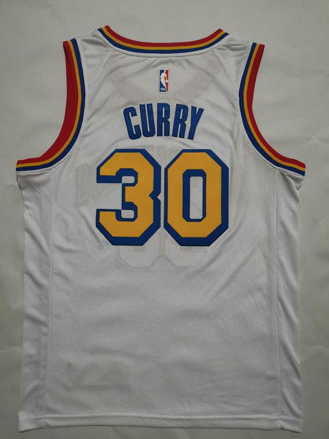 Warriors #30 White Jersey