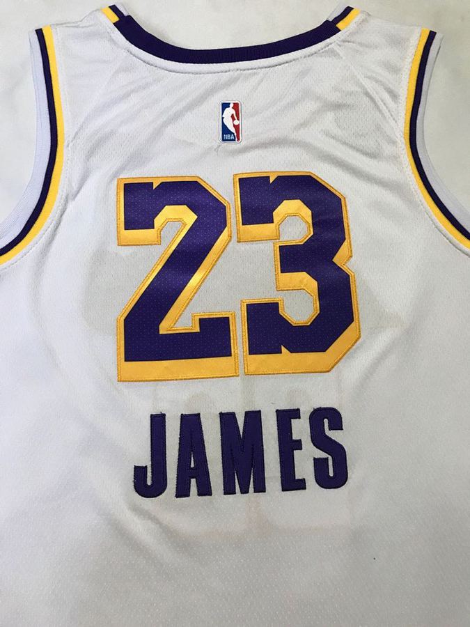 Lakers #23 White Crew Neck Jersey