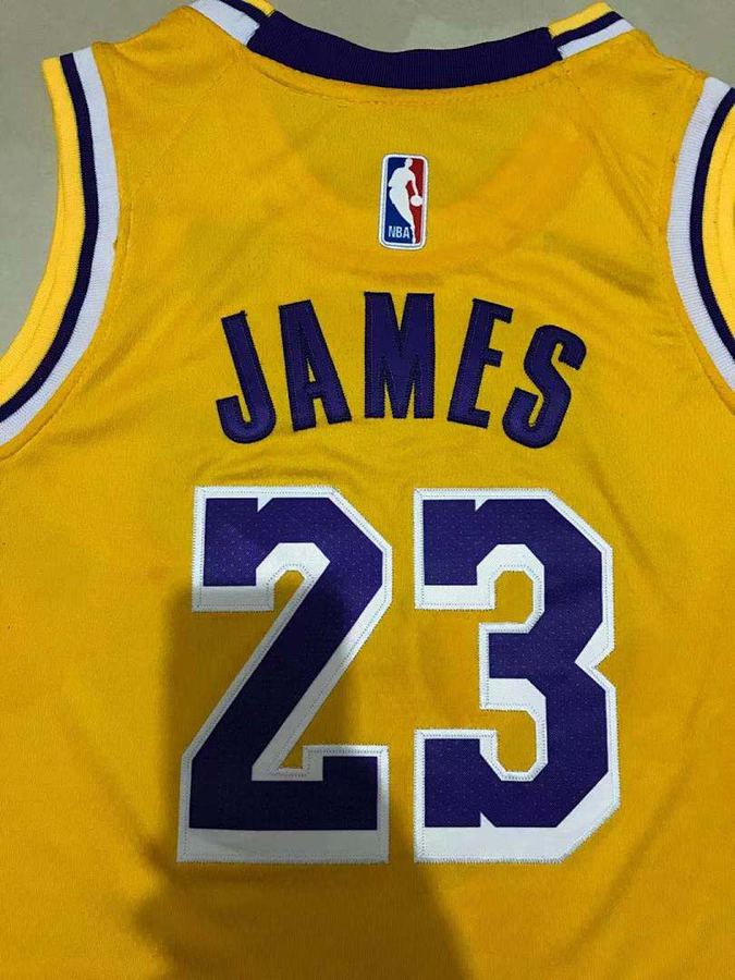 Lakers #23 Yellow Crew Neck Kids Jersey