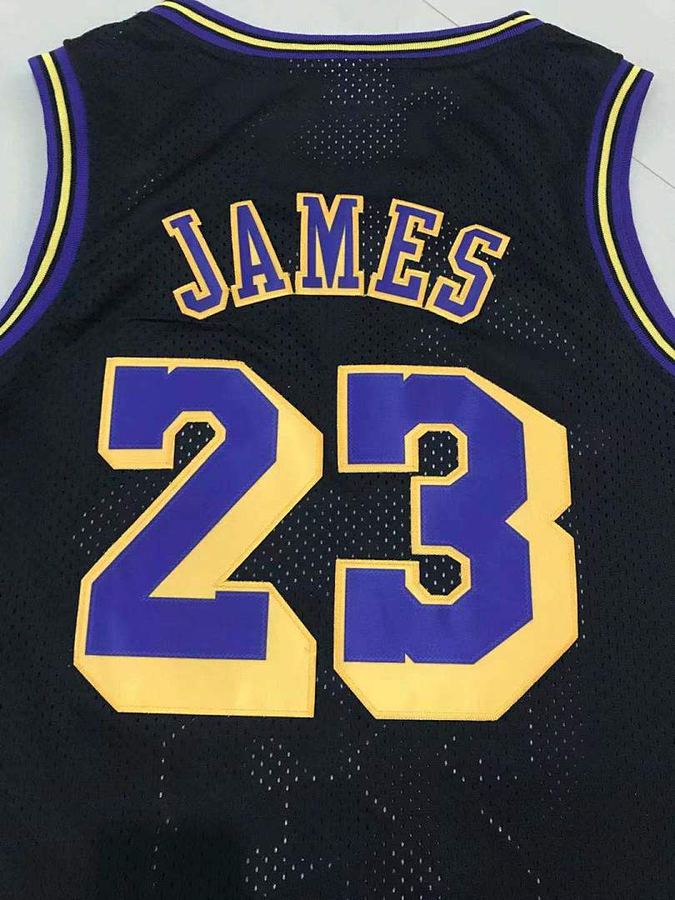 Lakers LeBron James Black Retro Jersey