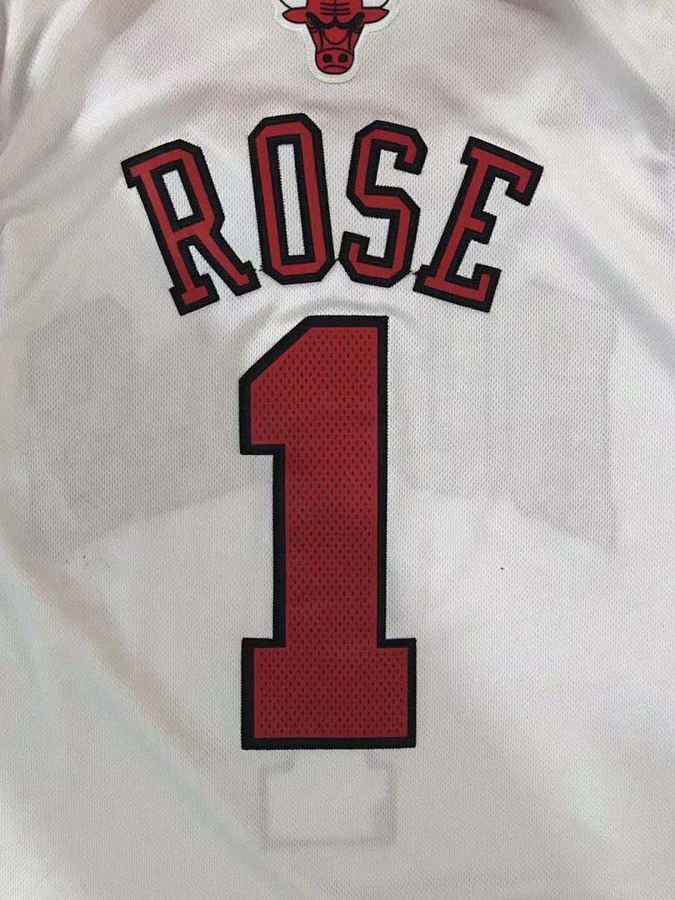 Bulls #1 Derrick Rose White Jersey