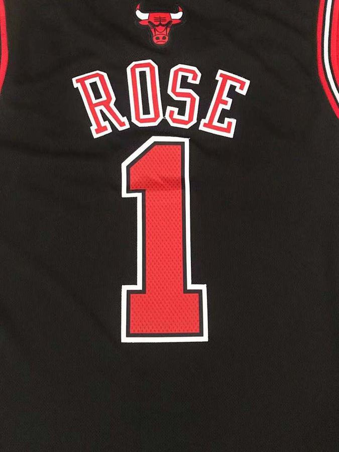 Bulls #1 Derrick Rose Black Jersey